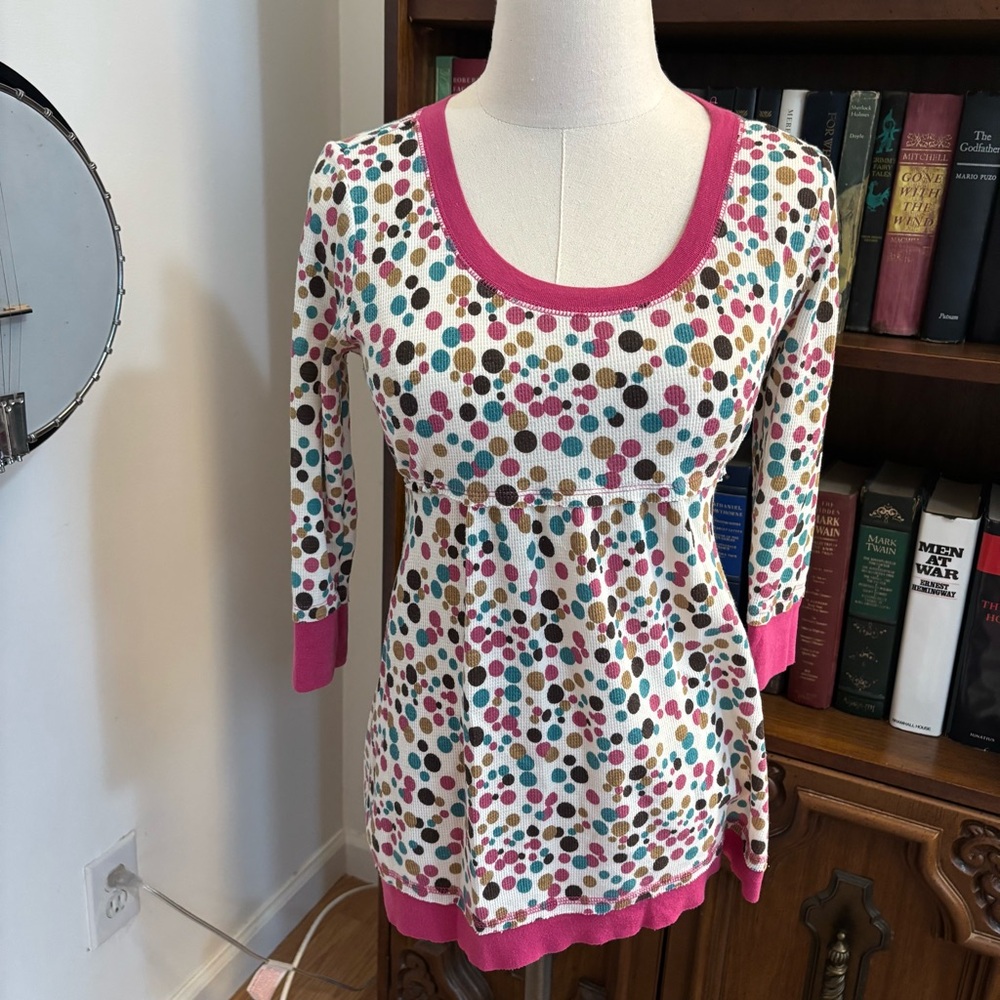 Y2K Babydoll Polka Dot Tie back top size small